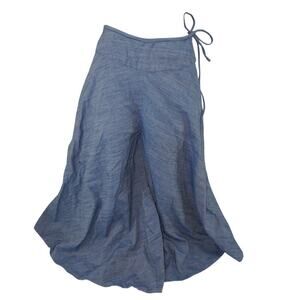 Nikasha Blue Chambray Wide-Leg Wrap Pants (Size S)